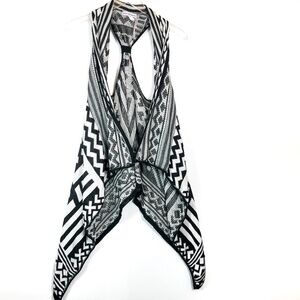Body Central Sleeveless Drape Geometric Cardigan